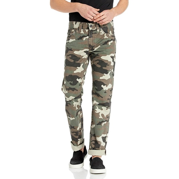 True Religion Men’s Camo Print Relaxed Slim Jeans - Picture 2 of 5